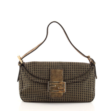Fendi Double Flap Bag Logo Printed Fabric Medium