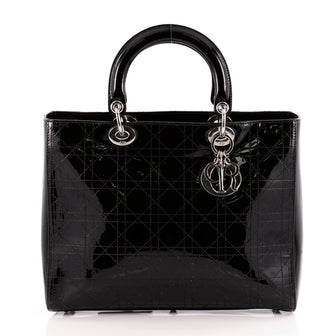 Christian Dior Lady Dior Handbag Stitched Cannage Patent Large