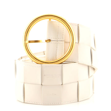 Bottega Veneta Circular Buckle Belt Maxi Intrecciato Leather Wide