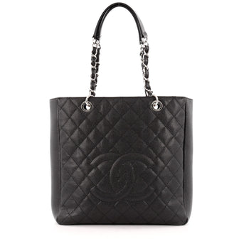 Chanel Petite Shopping Tote Quilted Caviar Large