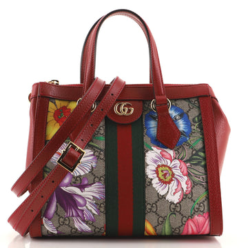 Gucci Ophidia Top Handle Tote Flora GG Coated Canvas Small