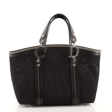 Christian Dior Vintage Tote Embroidered Diorissimo Canvas Large