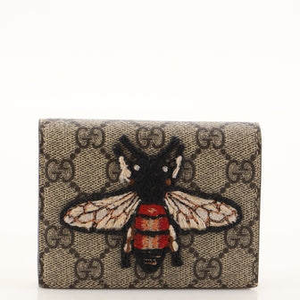 Gucci Flap Card Case GG Coated Canvas with Applique