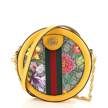 Gucci Ophidia Round Shoulder Bag Flora GG Coated Canvas Mini