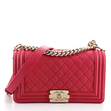 Chanel Boy Flap Bag Quilted Caviar Old Medium
