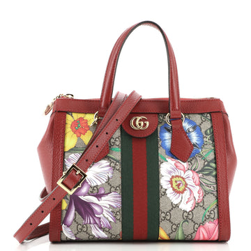 Gucci Ophidia Top Handle Tote Flora GG Coated Canvas Small