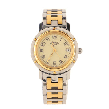 Hermes Clipper Quartz Watch Stainless Steel and Plated Metal 24
