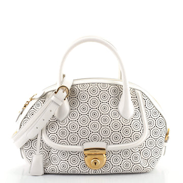 Salvatore Ferragamo Fiamma Satchel Laser Cut Leather Medium