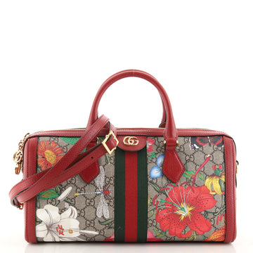 Gucci Ophidia Boston Bag Flora GG Coated Canvas Medium
