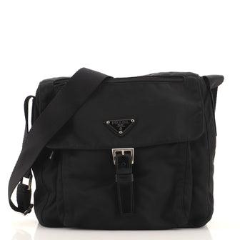 Prada Buckle Messenger Bag Tessuto Small