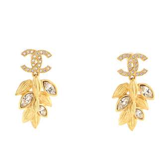 Chanel CC Sparkling Wheat Dangle Earrings Metal and Crystal