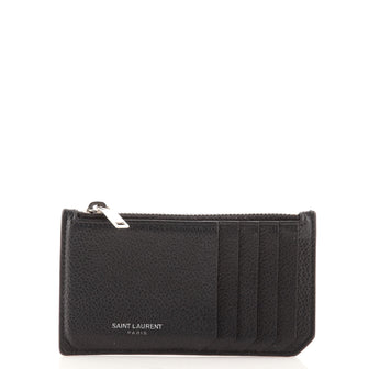 Saint Laurent Fragment Zip Card Holder Leather