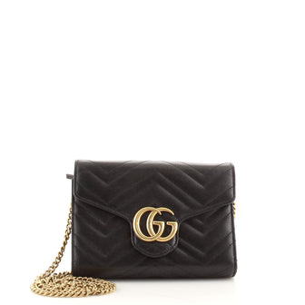 Gucci GG Marmont Chain Wallet Matelasse Leather Mini