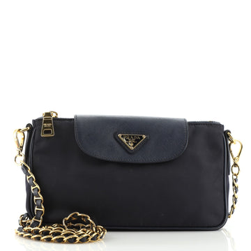 Prada Chain Crossbody Bag Tessuto and Saffiano Leather Small