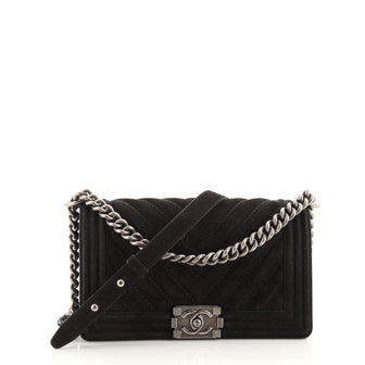Chanel Boy Flap Bag Chevron Nubuck Old Medium