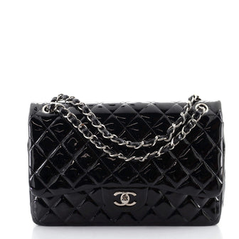 Chanel Classic Double Flap Bag Quilted Patent Jumbo