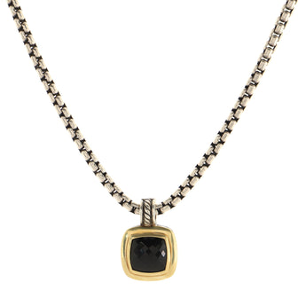 David Yurman Albion Enhancer Pendant Necklace Sterling Silver and 18K Yellow Gold with Onyx 11mm