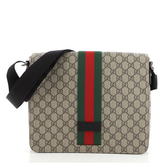 Gucci Web Flap Messenger Bag GG Coated Canvas Medium