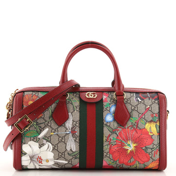 Gucci Ophidia Boston Bag Flora GG Coated Canvas Medium