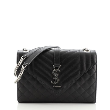 Saint Laurent Classic Monogram Envelope Satchel Quilted Leather Medium