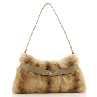 Prada Belted Flat Hobo Fur Medium