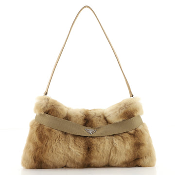 Prada Belted Flat Hobo Fur Medium