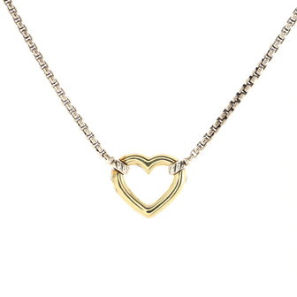 David Yurman Cable Collectibles Heart Station Pendant Necklace Sterling Silver and 18K Yellow Gold