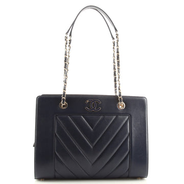 Chanel Mademoiselle Vintage Shopping Tote Chevron Sheepskin Medium