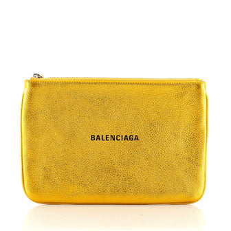 Balenciaga Everyday Logo Pouch Printed Leather Medium