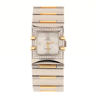 Omega Constellation Quadra Quartz Watch Stainless Steel and Yellow Gold with Diamond Bezel and Markers and Mother of Pearl 19