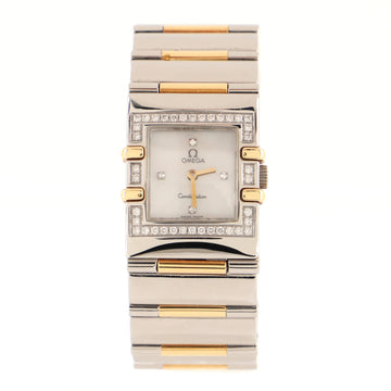 Omega Constellation Quadra Quartz Watch Stainless Steel and Yellow Gold with Diamond Bezel and Markers and Mother of Pearl 19