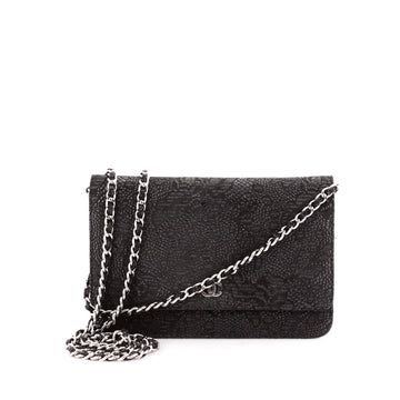 Chanel Wallet on Chain Flap Lace Over Leather