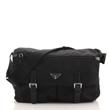 Prada Zip Buckle Messenger Bag Tessuto Large