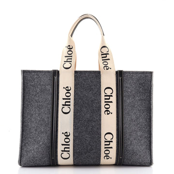 Chloe Woody Tote Recycled Felt with Leather and Canvas Large