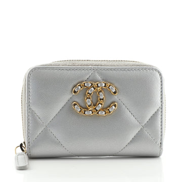 Chanel 19 Zip Coin Purse Quilted Goatskin