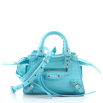 Balenciaga Neo Classic City Bag Crocodile Embossed Leather Nano