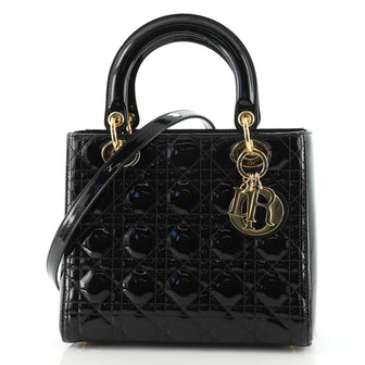 Christian Dior Lady Dior Bag Cannage Quilt Patent Medium