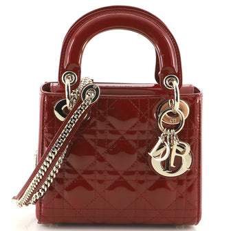 Christian Dior Lady Dior Chain Bag Cannage Quilt Patent Mini