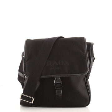 Prada Logo Flap Messenger Bag Tessuto Small