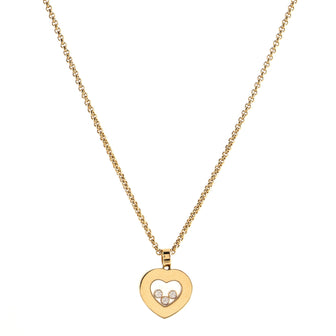 Chopard Happy Diamonds 3 Diamond Heart Pendant Necklace 18K Yellow Gold with Floating Diamonds