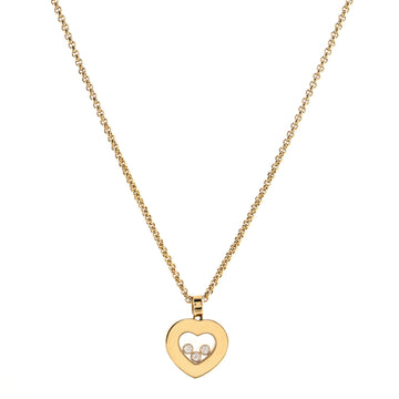 Chopard Happy Diamonds 3 Diamond Heart Pendant Necklace 18K Yellow Gold with Floating Diamonds