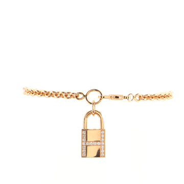 Hermes Amulettes Cadenas Pendant Bracelet 18K Rose Gold with Diamonds