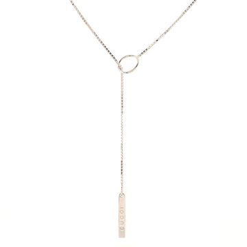 Gucci Logo Lariat Necklace 18K White Gold