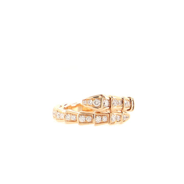 Bvlgari Serpenti Viper One-Coil Ring 18K Rose Gold with Pave Diamonds