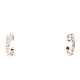 Bvlgari Serpenti Viper Hoop Earrings 18K White Gold with Pave Diamonds