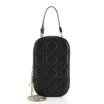 Christian Dior Lady Dior Phone Holder on Chain Cannage Quilt Lambskin