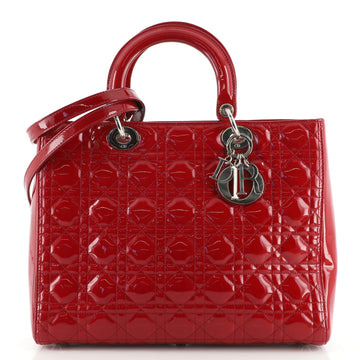 Christian Dior Vintage Lady Dior Bag Cannage Quilt Patent Large