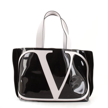 Valentino VLogo Beach Tote PVC with Leather Medium