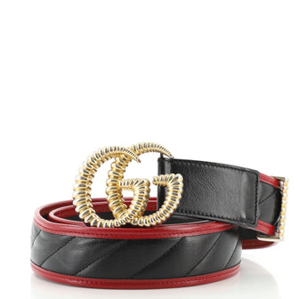Gucci Torchon GG Marmont Belt Diagonal Quilted Leather Wide