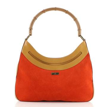 Gucci Vintage Bamboo Hobo Suede Medium